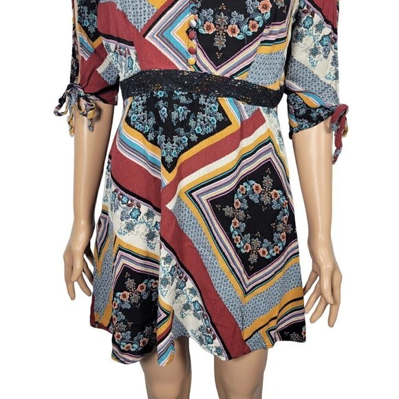 Shyanne Women's Country/Boho Wear Mixed Media 3/4 Sleeve Dress Size L - Picture 4 of 10